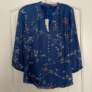 White House Black Market Xian Vines Print Blouse